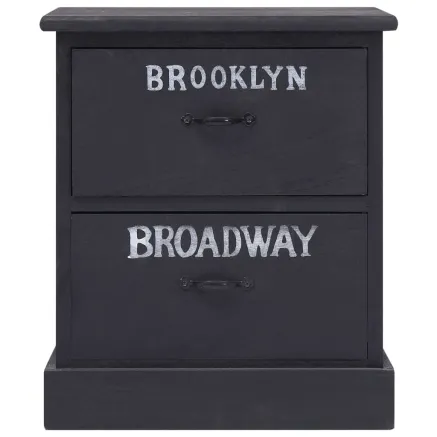 Table de chevet Noir 38 x 28 x 45 cm Bois de Paulownia 2