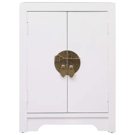 Table de chevet Blanc 38 x 28 x 52 cm Bois de Paulownia