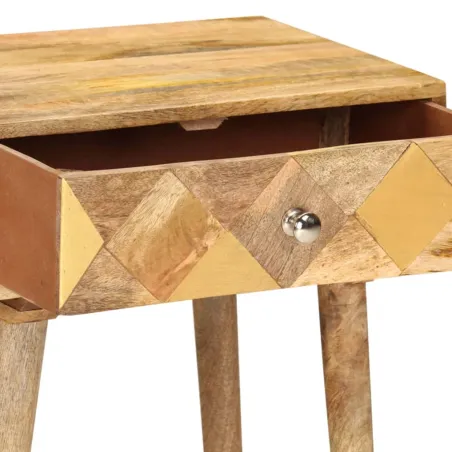 Table de chevet 43 x 30 x 58 cm Bois de manguier massif