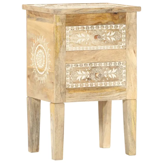 Table de chevet peinte à la main 40x30x60 cm Bois de manguier