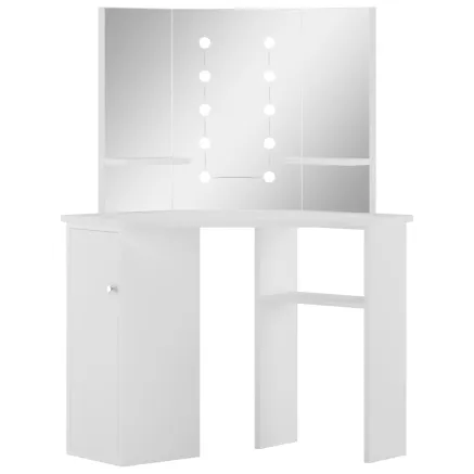 Coiffeuse d'angle table de maquillage lumière LED Blanc clair 2