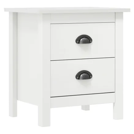 Tables de chevet Hill 2 pcs Blanc 46x35x49,5 cm Bois pin solide 2