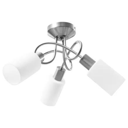 Plafonnier avec abat-jour en verre 3 ampoules E14 Blanc  Cône 2