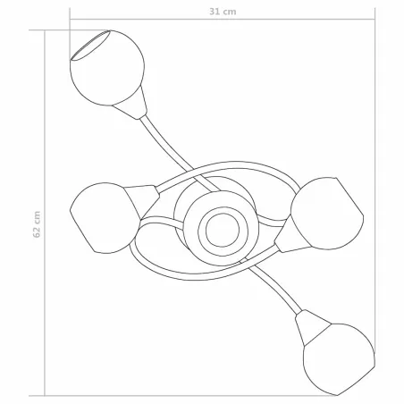Plafonnier avec abat-jour en verre 5 ampoules E14 Blanc Bol