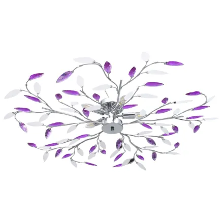 Plafonnier à bras feuille en cristal acrylique 5 ampoules E14