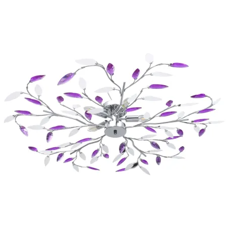 Plafonnier à bras feuille en cristal acrylique 5 ampoules E14