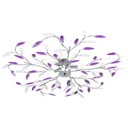 Plafonnier à bras feuille en cristal acrylique 5 ampoules E14 2