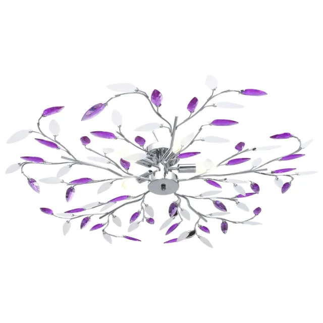 Plafonnier à bras feuille en cristal acrylique 5 ampoules E14