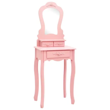 Ensemble de coiffeuse avec tabouret Rose 50x59x136 cm Paulownia 2