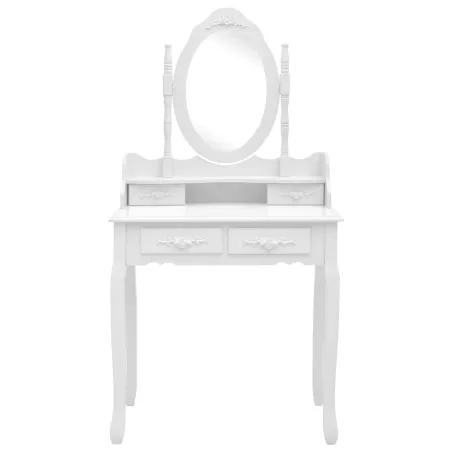 Ensemble de coiffeuse avec tabouret Blanc 75x69x140cm Paulownia