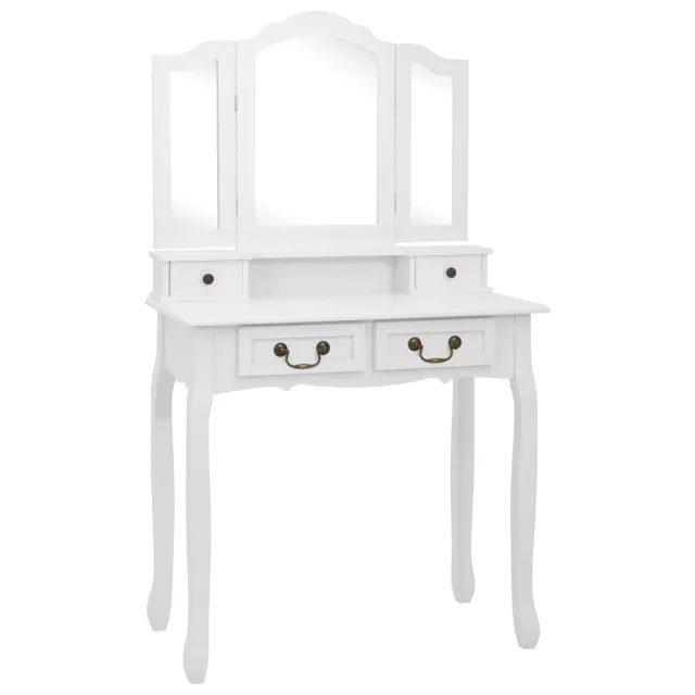Ensemble de coiffeuse avec tabouret Blanc 80x69x141cm Paulownia