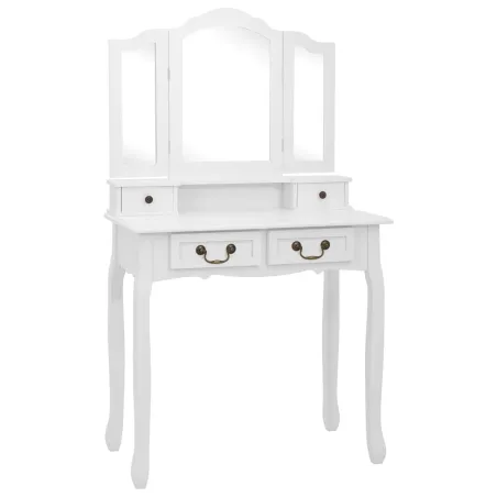 Ensemble de coiffeuse avec tabouret Blanc 80x69x141cm Paulownia