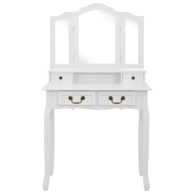 Ensemble de coiffeuse avec tabouret Blanc 80x69x141cm Paulownia