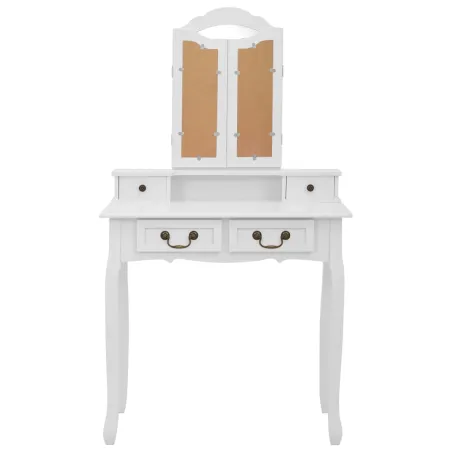 Ensemble de coiffeuse avec tabouret Blanc 80x69x141cm Paulownia