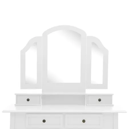 Ensemble de coiffeuse et tabouret Blanc 100x40x146 cm Paulownia