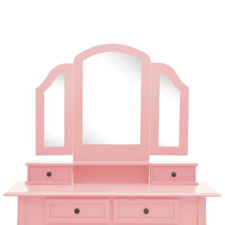 Ensemble de coiffeuse et tabouret Rose 100x40x146 cm Paulownia