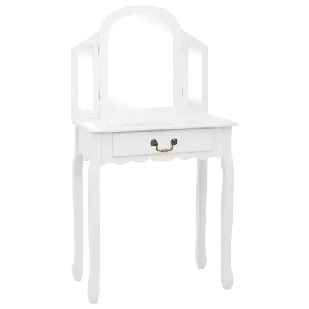 Coiffeuse et tabouret Blanc 65x36x128 cm Bois de paulownia MDF 2