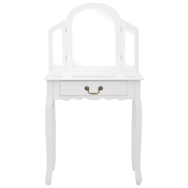 Coiffeuse et tabouret Blanc 65x36x128 cm Bois de paulownia MDF