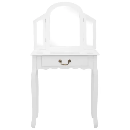 Coiffeuse et tabouret Blanc 65x36x128 cm Bois de paulownia MDF