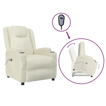 Fauteuil Blanc crème Similicuir 2