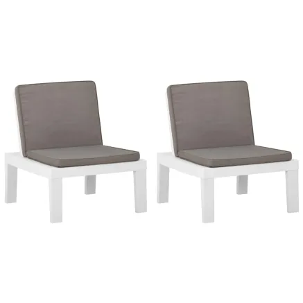 Chaises de salon de jardin et coussins lot de 2 Plastique Blanc 2