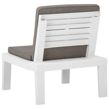 Chaises de salon de jardin et coussins lot de 2 Plastique Blanc
