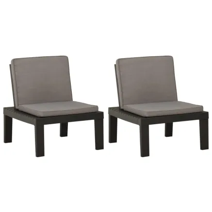 Chaises de salon de jardin et coussins lot de 2 Plastique Gris 2