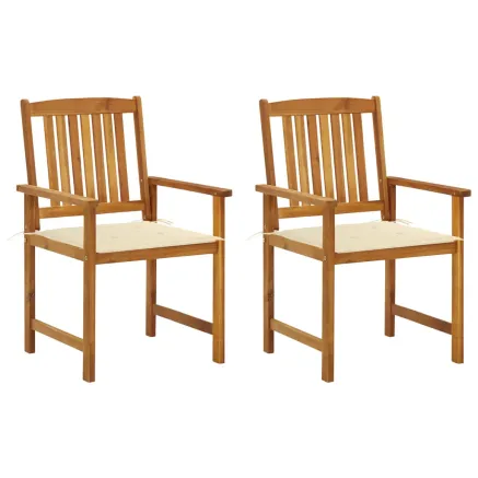 Chaises de jardin avec coussins lot de 2 Bois d'acacia massif