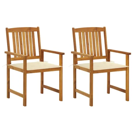 Chaises de jardin avec coussins lot de 2 Bois d'acacia massif