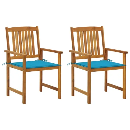 Chaises de jardin avec coussins lot de 2 Bois d'acacia massif