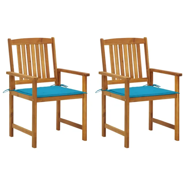 Chaises de jardin avec coussins lot de 2 Bois d'acacia massif