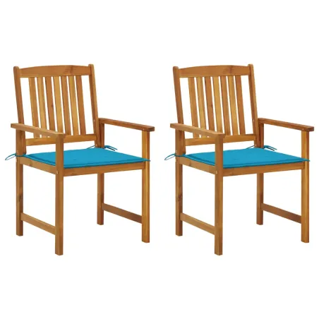 Chaises de jardin avec coussins lot de 2 Bois d'acacia massif