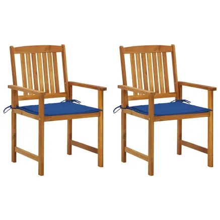 Chaises de jardin avec coussins lot de 2 Bois d'acacia massif