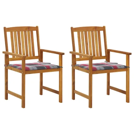 Chaises de jardin avec coussins lot de 2 Bois d'acacia massif