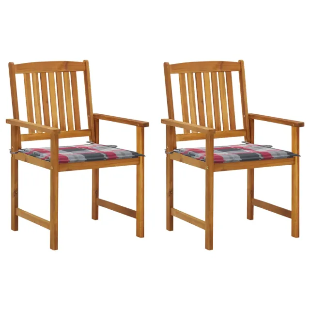 Chaises de jardin avec coussins lot de 2 Bois d'acacia massif
