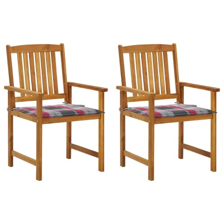 Chaises de jardin avec coussins lot de 2 Bois d'acacia massif