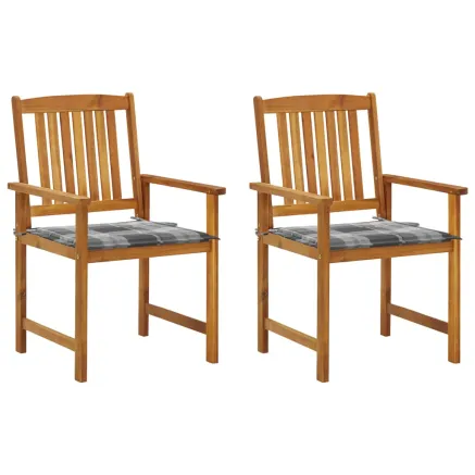 Chaises de jardin avec coussins lot de 2 Bois d'acacia massif