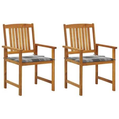 Chaises de jardin avec coussins lot de 2 Bois d'acacia massif