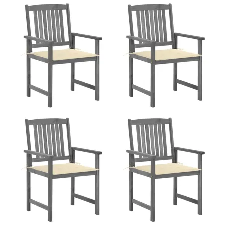 Chaises de jardin et coussins lot de 4 Gris Bois acacia massif