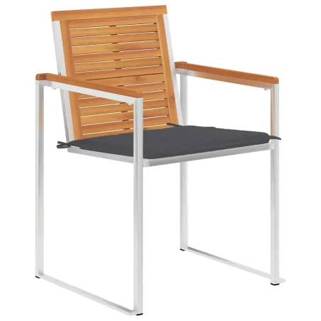 Chaises de jardin avec coussins lot de 2 Acacia solide et acier