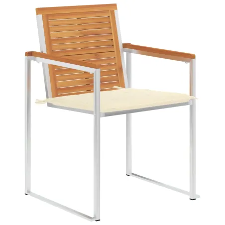 Chaises de jardin avec coussins lot de 2 Acacia solide et acier