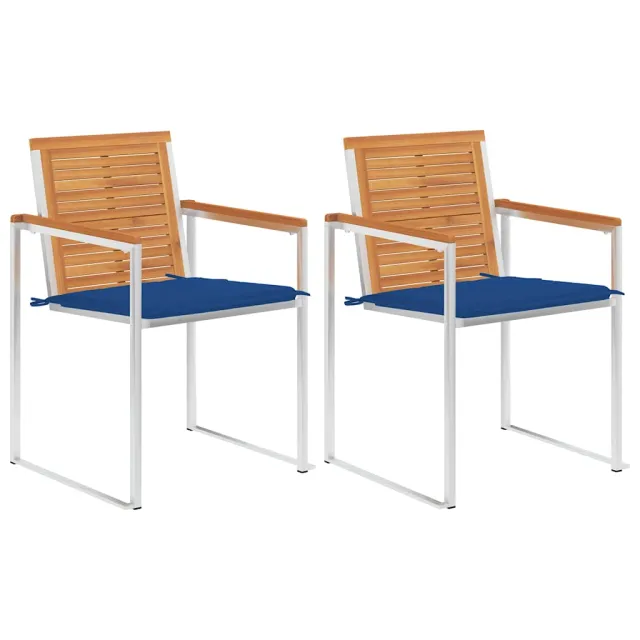 Chaises de jardin avec coussins lot de 2 Acacia solide et acier
