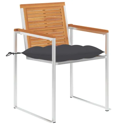 Chaises de jardin avec coussins lot de 2 Acacia solide et acier 2