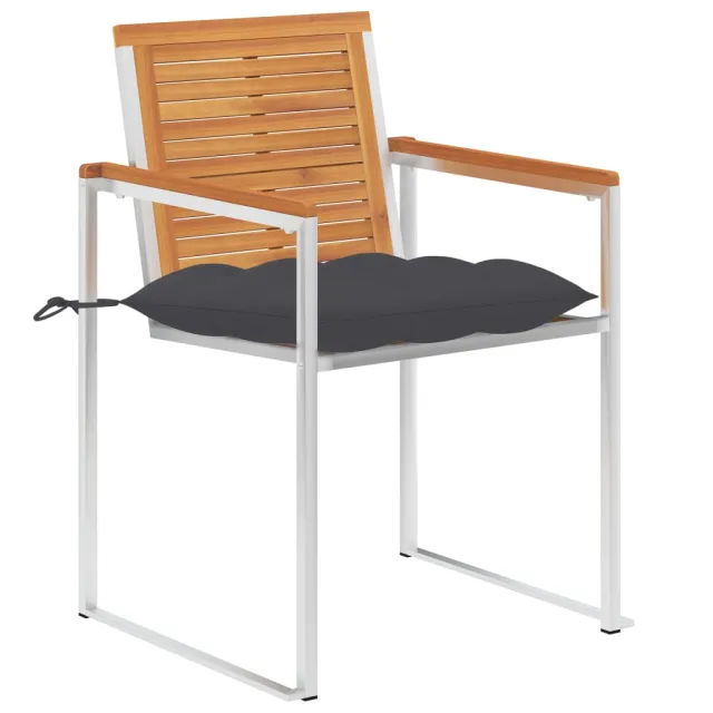 Chaises de jardin avec coussins lot de 2 Acacia solide et acier