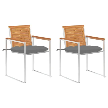Chaises de jardin avec coussins lot de 2 Acacia solide et acier
