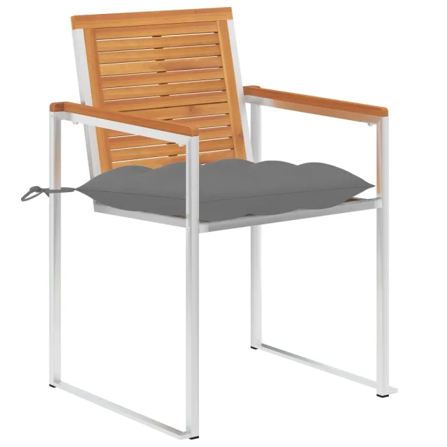 Chaises de jardin avec coussins lot de 2 Acacia solide et acier