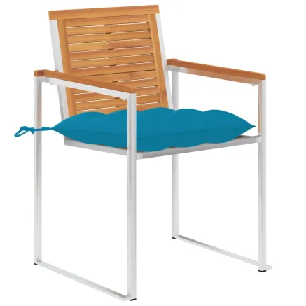 Chaises de jardin avec coussins lot de 2 Acacia solide et acier 2