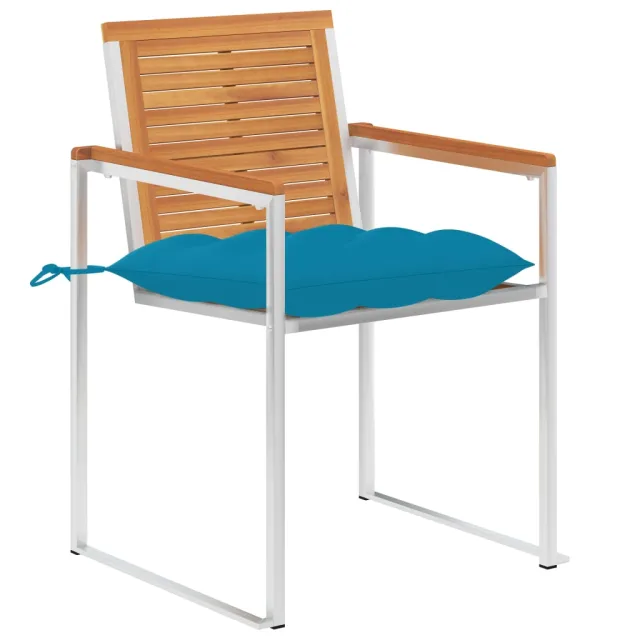 Chaises de jardin avec coussins lot de 2 Acacia solide et acier