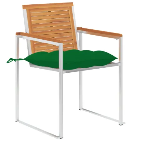 Chaises de jardin avec coussins lot de 2 Acacia solide et acier