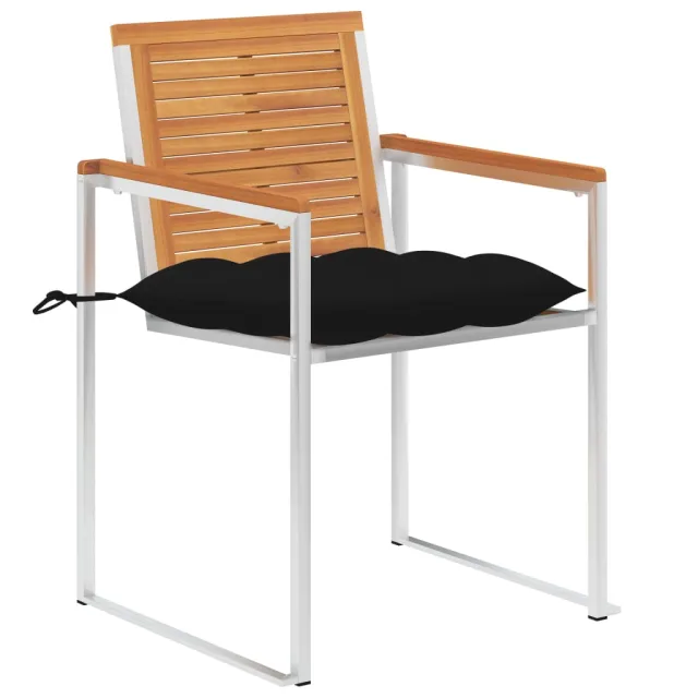 Chaises de jardin avec coussins lot de 2 Acacia solide et acier